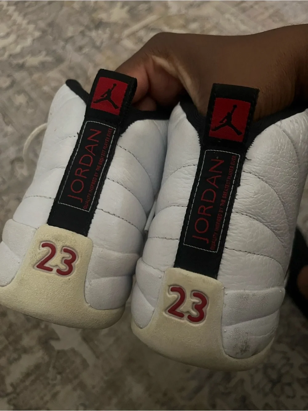 Jordan Men’s White and Red High-Top Basketball Sneakers